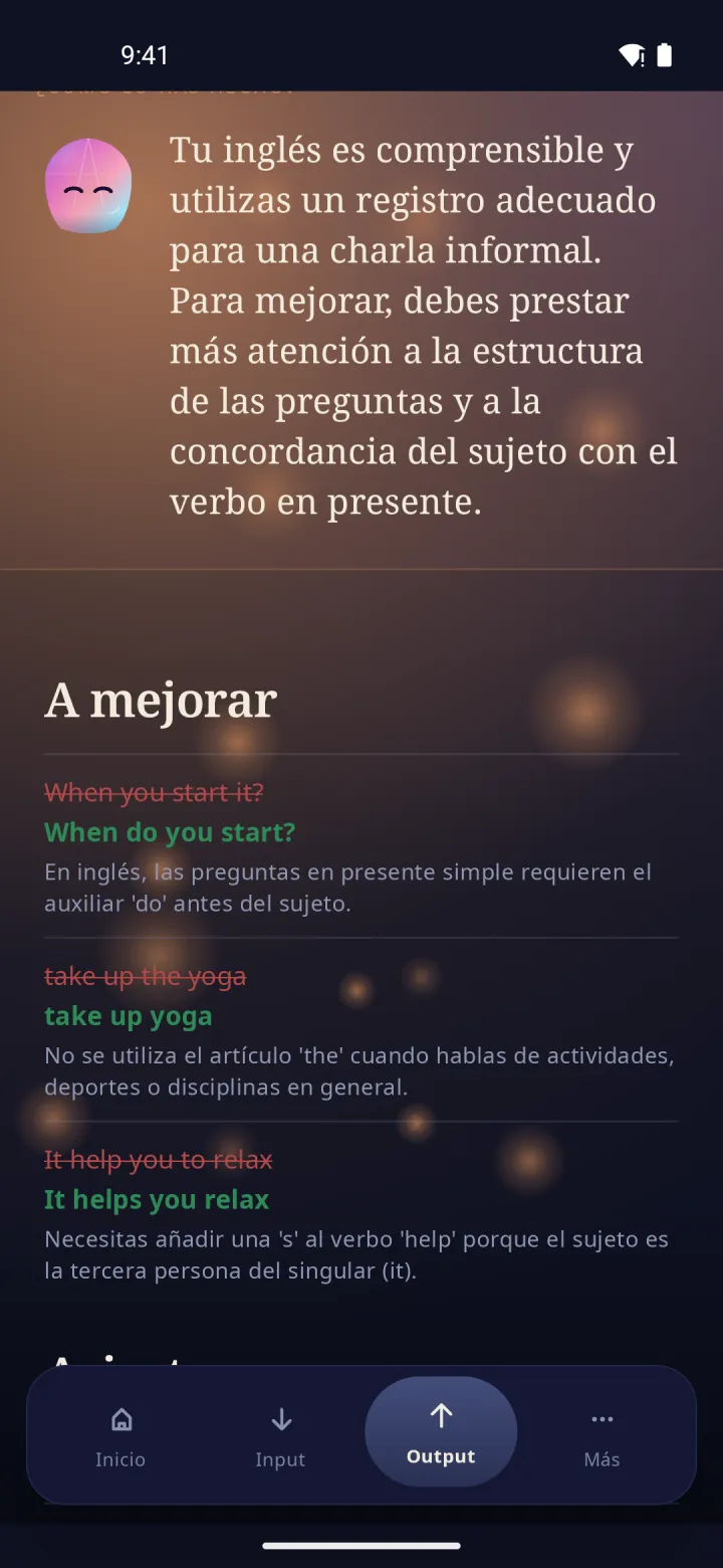 Captura de Glossy: Después, úsalo: conversa, escribe, traduce