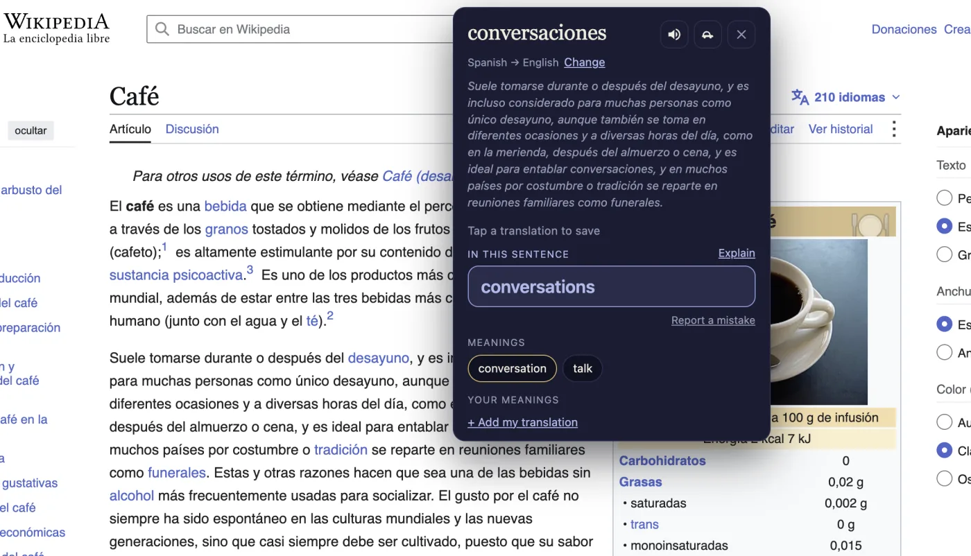 Screenshot of Glossy: Any article, on any website