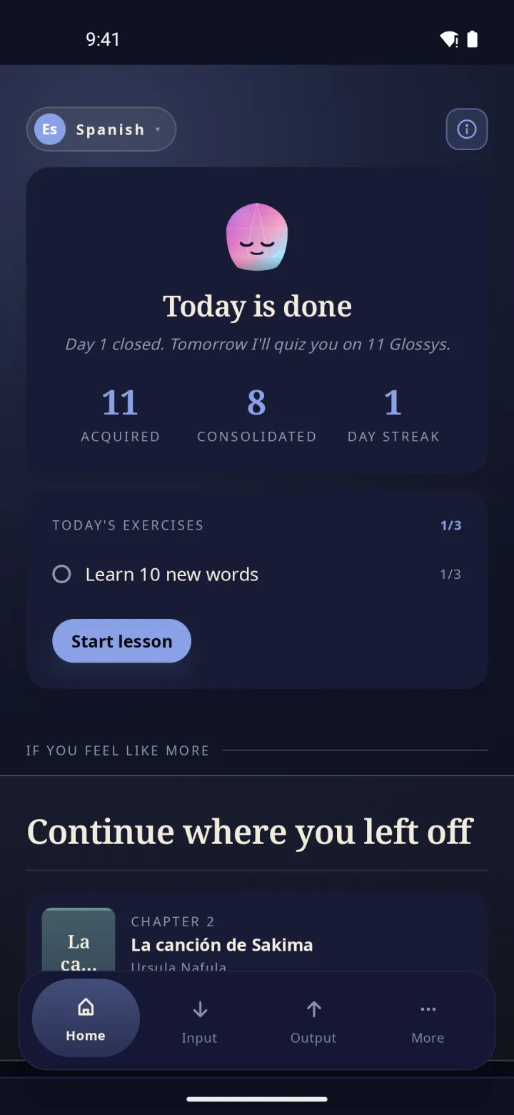 Screenshot of Glossy: Iris keeps count with you