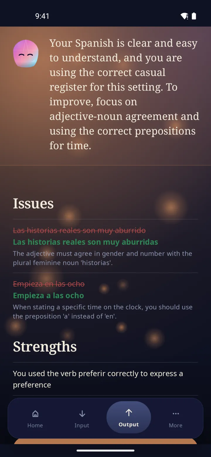Screenshot of Glossy: Then use it: chat, write, translate