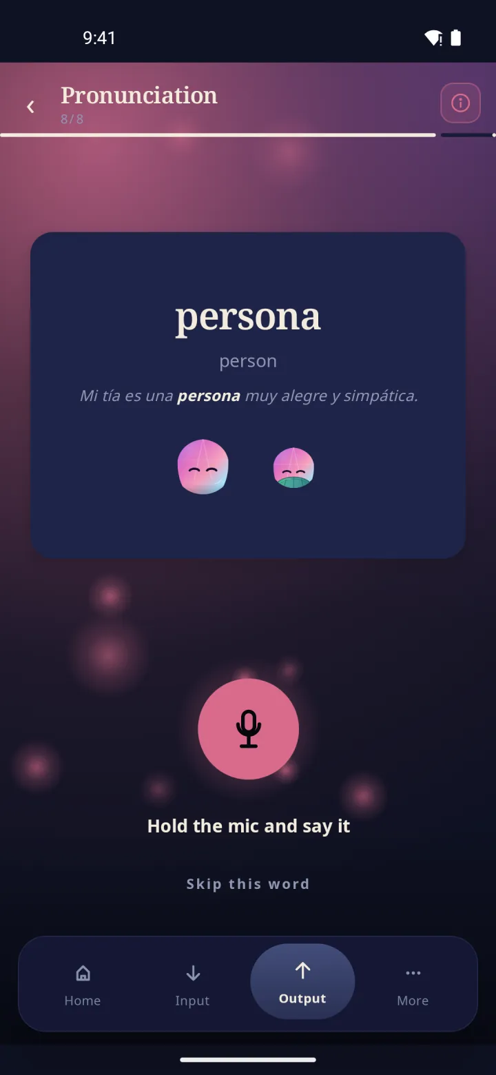 Screenshot of Glossy: Say your words out loud